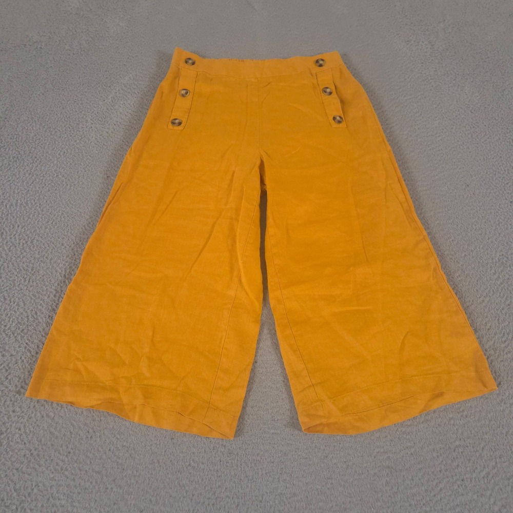 Marc New York Pants Womens Small Gold Sailor Linen Wide Leg Cropped Culottes